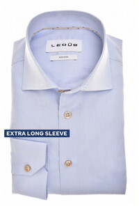 Ledûb Cotton Non-Iron Subtle Contrast Details Sleeve 7 Overhemd Licht Blauw