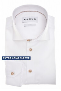 Ledûb Cotton Non-Iron Subtle Contrast Details Sleeve 7 Overhemd Wit