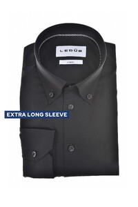 Ledûb Cotton Stretch Solid Color Extra Long Sleeve Overhemd Zwart