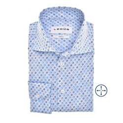 Ledûb Cotton Subtle Stretch Fantasy Pattern Overhemd Licht Blauw
