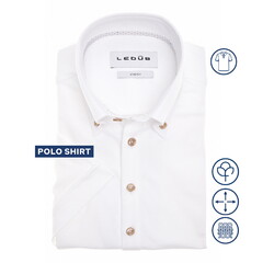 Ledûb Cotton Tricot Button-Down Polo Wit