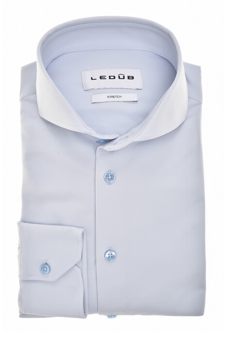 Ledûb Cutaway Collar Solid Color Active Stretch Shirt Light Blue