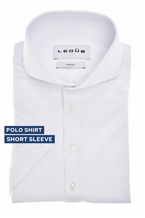 Ledûb Cutaway Stretch Fine Texture Polo Wit