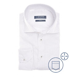 Ledûb Dotted Cotton Subtle Stretch Overhemd Wit