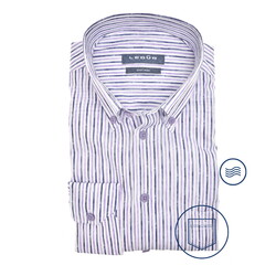 Ledûb Duo Stripe Cotton Easy-Iron Button-Down Shirt Purple