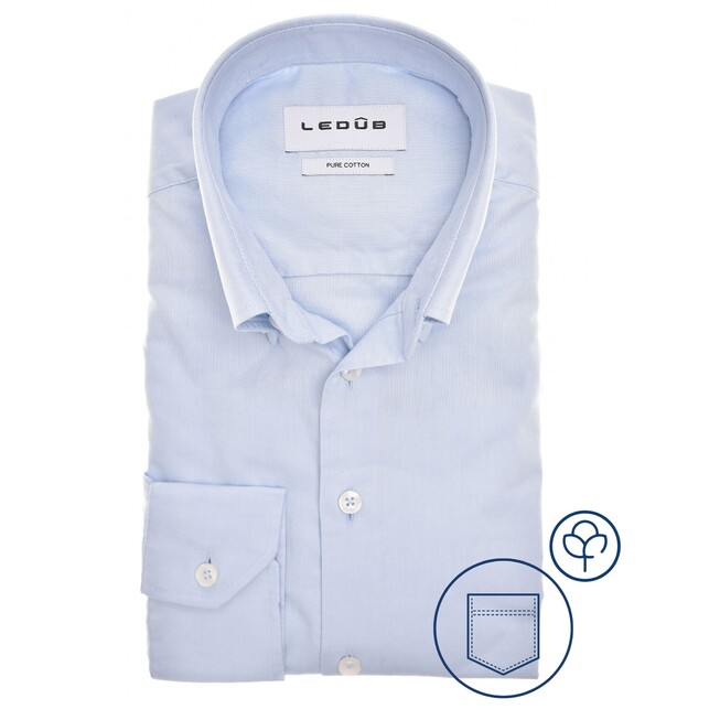 Ledûb Dynamic Plain Oxoford Overhemd Licht Blauw