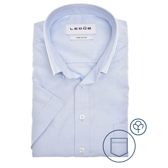 Ledûb Dynamic Plain Oxoford Overhemd Licht Blauw