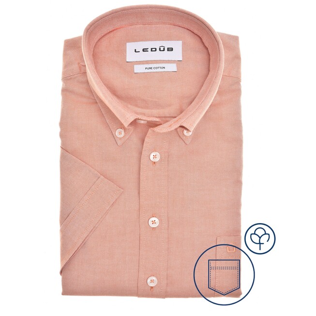 Ledûb Dynamic Plain Oxoford Overhemd Zalmroze