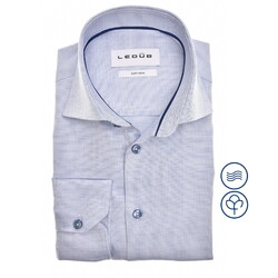 Ledûb Easy-Care Fine-Structure Cotton Overhemd Blauw-Donker Blauw