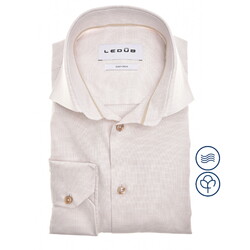 Ledûb Easy-Care Fine-Structure Cotton Overhemd Licht Zand-Zand