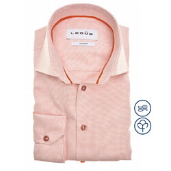 Ledûb Easy-Care Fine-Structure Cotton Shirt Mid Orange