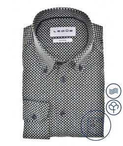 Ledûb Easy Iron Allover Abstract Fantasy Pattern Overhemd Blauw-Groen