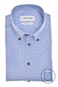 Ledûb Easy Iron Cotton Allover Fantasy Pattern Shirt Mid Blue