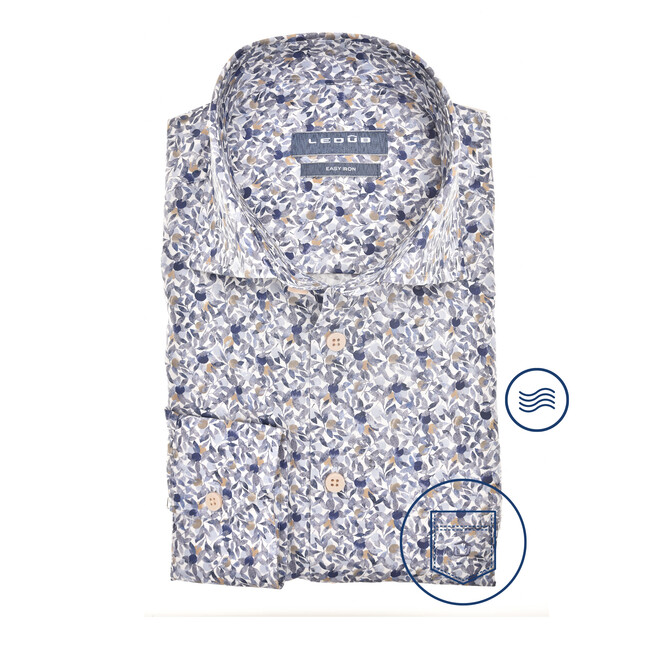 Ledûb Enchanted Floral Fantasy Overhemd Blauw-Zand