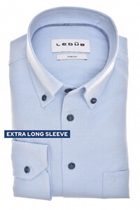 Ledûb Extra Long Sleeve 4-Way Stretch Fabric Button Down Overhemd Licht Blauw