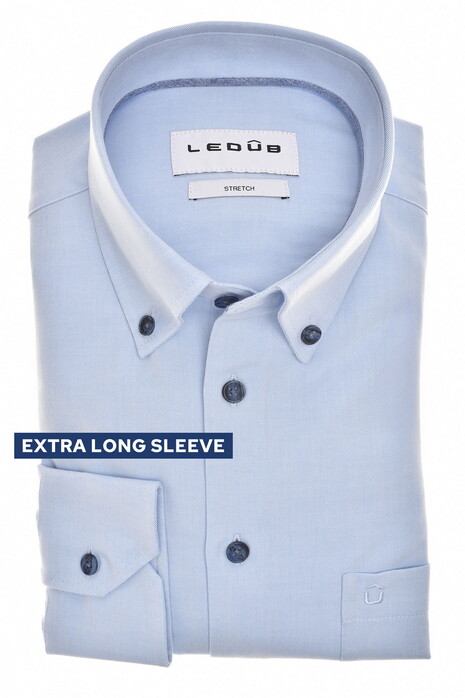 Ledûb Extra Long Sleeve 4-Way Stretch Fabric Button Down Shirt Light Blue