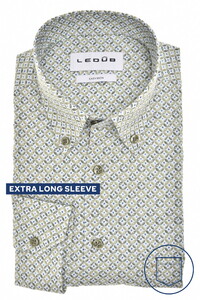 Ledûb Extra Long Sleeve 7 Allover Fantasy Circle Dot Pattern Easy-Iron Overhemd Licht Groen
