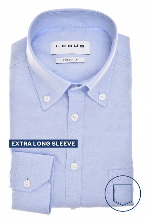 Ledûb Extra Long Sleeve 7 Button-Down Oxford Shirt Light Blue