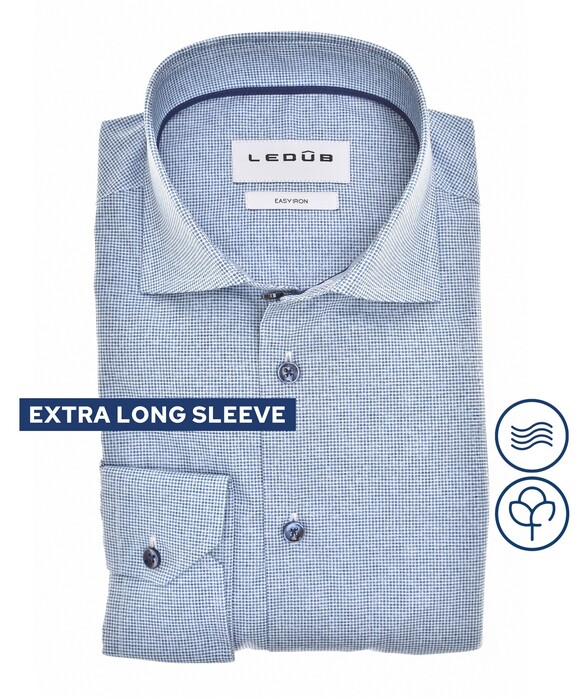 Ledûb Extra Long Sleeve Allover Multi Mini Dot Overhemd Midden Blauw