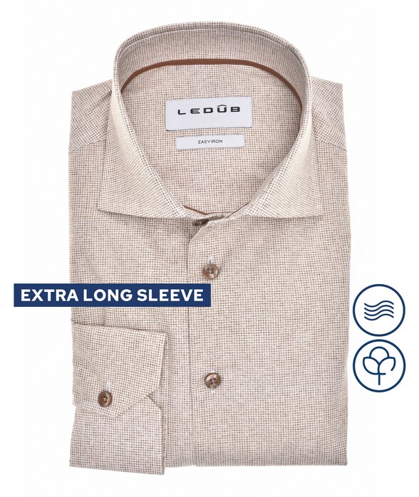 Ledûb Extra Long Sleeve Allover Multi Mini Dot Overhemd Midden Bruin