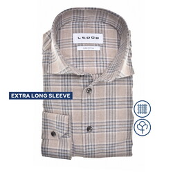 Ledûb Extra Long Sleeve Check Flanel Overhemd Licht Bruin
