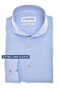 Ledûb Extra Long Sleeve Linnen Look Subtle Contrast Details Overhemd Licht Blauw