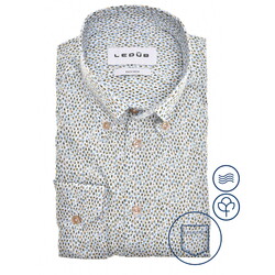 Ledûb Fantasu Small Stripes Pattern Button-Down Easy-Iron Overhemd Lichtblauw-Groen