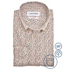 Ledûb Fantasu Small Stripes Pattern Button-Down Easy-Iron Overhemd Lichtbruin-Oranje