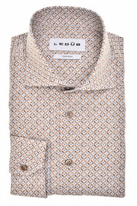 Ledûb Fantasy Abstract Pattern Easy-Iron Cotton Overhemd Licht Bruin