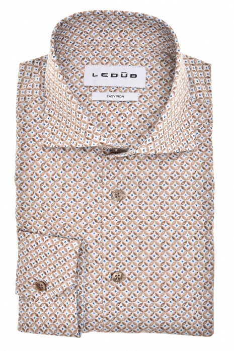 Ledûb Fantasy Abstract Pattern Easy-Iron Cotton Overhemd Licht Bruin