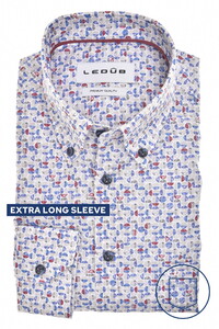 Ledûb Fantasy Abstract Pattern Extra Long Sleeve Comfort Blend Fabric Overhemd Lichtgrijs-Rood