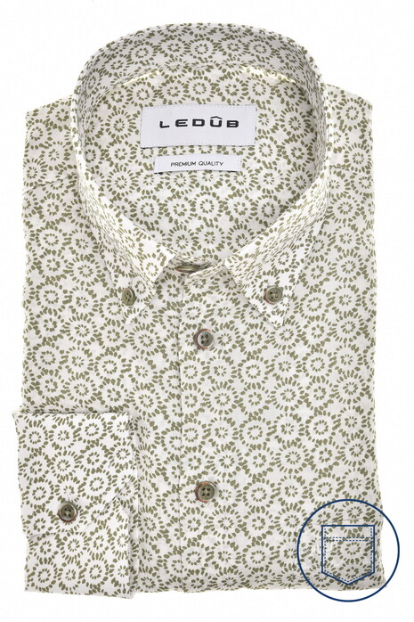 Ledûb Fantasy Striped Circle Button-Down Overhemd Midden Groen