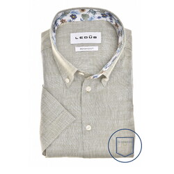 Ledûb Faux Uni Cotton Linen Button-Down Shirt Light Green