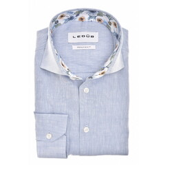 Ledûb Faux-Uni Cotton Linnen Overhemd Licht Blauw