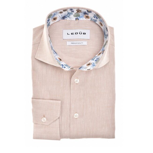 Ledûb Faux-Uni Cotton Linnen Overhemd Zand