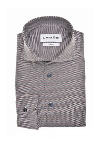 Ledûb Fine Allover Pattern Cotton Stretch Overhemd Donker Rood