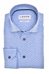 Ledûb Fine Allover Pattern Easy-Iron Cotton Overhemd Licht Blauw