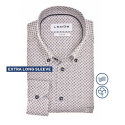 Ledûb Fine Allover Pattern Extra Long Sleeve Button-Down Overhemd Licht Bruin