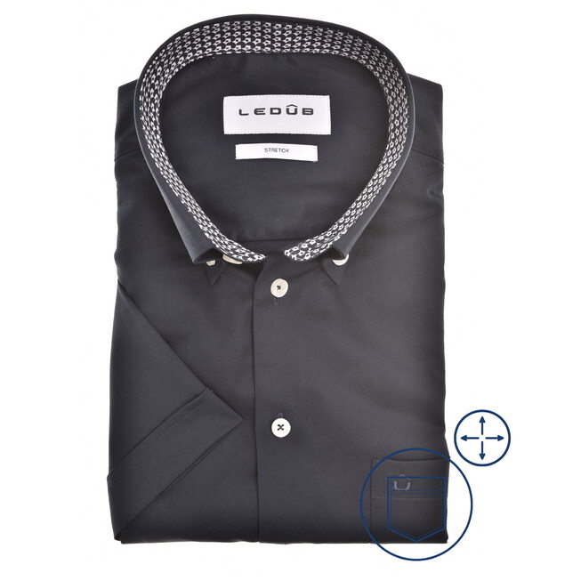 Ledûb Fine-Circle Fantasy Collar Contrast Overhemd Navy