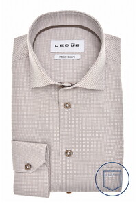 Ledûb Fine Fantasy Pattern Comfort Fabric Blend Overhemd Licht Bruin