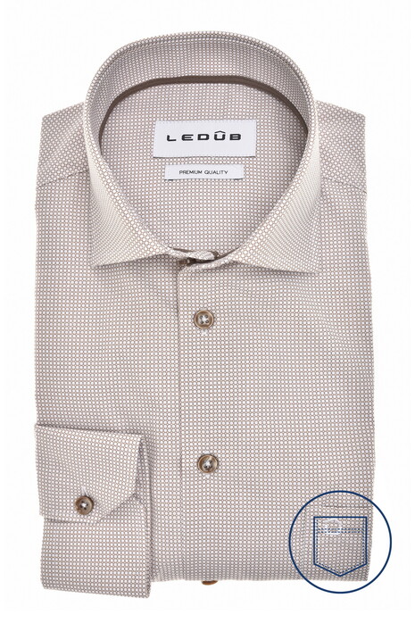 Ledûb Fine Fantasy Pattern Comfort Fabric Blend Overhemd Licht Bruin
