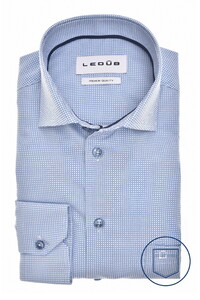 Ledûb Fine Fantasy Pattern Comfort Fabric Blend Overhemd Midden Blauw
