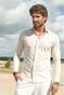 Ledûb Fine Jersey Striped Stretch Overhemd Zand