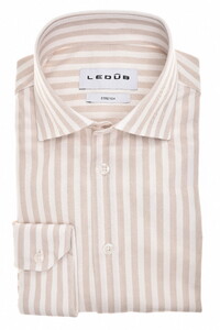 Ledûb Fine Jersey Striped Stretch Shirt Sand