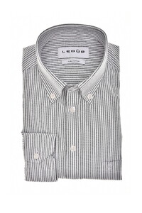 Ledûb Fine Stripe Button-Down Cotton Oxford Shirt Black