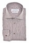 Ledûb Fine Striped Wide-Spread Comfort Blend Fabric Overhemd Donker Bruin