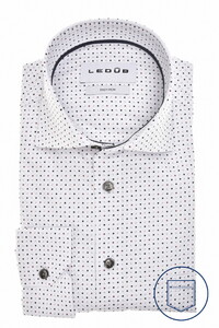 Ledûb Fine Texture Allover Dotted Fantasy Pattern Shirt White-Dark Blue