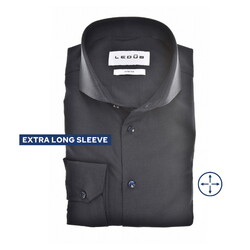 Ledûb Four Way Stretch Extra Long Sleeve Uni Color Overhemd Navy