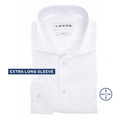 Ledûb Four Way Stretch Extra Long Sleeve Uni Color Overhemd Wit