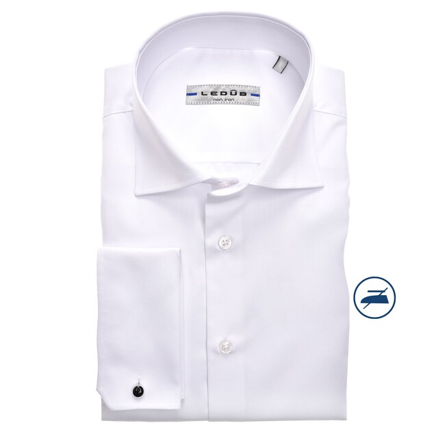 Ledûb French Cuff Twill Modern Fit Overhemd Wit